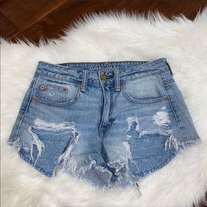 American Eagle Hi Rise Shortie Jean Shorts Size 2